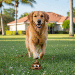 dog stepping in pile