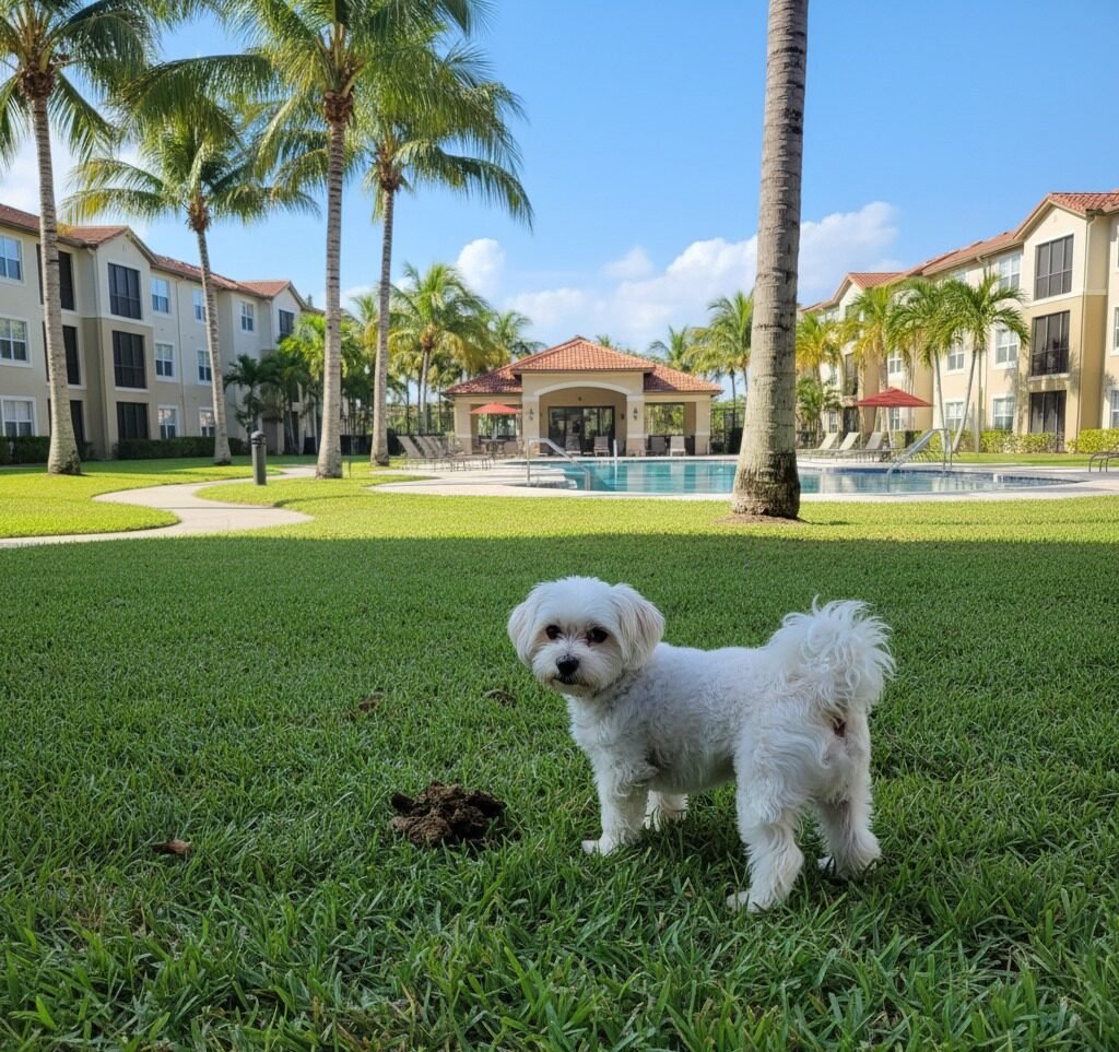 Dog at a residential community served by My Poop Troop